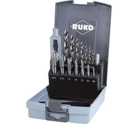 RUKO 259004RO: Juego de machuelos manuales de 15 piezas, M3 - M12, según las normas DIN 352 y DIN 338, acero rápido (HSS). 1 juego