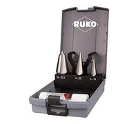 RUKO HSS R101020RO - Juego de brocas para tubos y hojas con 1 pasta de corte de 30 g en estuche de plástico, acabado brillante, 4 piezas