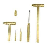 Ruluti 6 En 1 Martillo Cobre Pequeño Martillo Redondo Un Mini Destornillador Martillo Uñas Multifuncional con Abridor Botellas Color Dorado Duradero