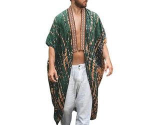 RUMAOZIA Poncho de playa para hombre, protección solar, estampado floral, kimono, cárdigan bohemio, vestido de playa, moderno, pareos, poncho, cómodo, verano, playa, cárdigan transpirable y ligero, O