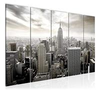 Runa Art Cuadro XXL New York 200 x 80 cm Negro y Blanco 5 Piezas - Made in Germany - 603455c