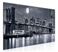 Runa Art Cuadro XXL New York 200 x 80 cm Negro y Blanco 5 Piezas - Made in Germany - 606755a