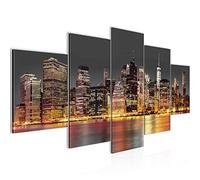 Runa Art - Cuadros Decorativos New York 200 x 100 cm 5 Piezas XXL Decoracion de Pared Diseño marron gris 010051a