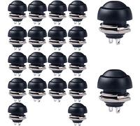 RUNCCI-YUN 20pcs Negro12mm Mini Momentáneo de Botón,Mini Interruptores CA 250V / 1.5A 125V / 3A, SPST Normal Abierto ON/Off 2 Pin Pulsador de Redondo para Trompeta de Coche, PC, Lámpara de Mesa