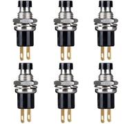 RUNCCI-YUN 6pcs pulsador mini 12v,7mm redondo pulsador Autoblocante para Trompeta de Coche,Timbre de Casa（negro)