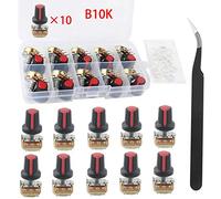 RUNCCI-YUN potenciómetro 10k kit de potenciómetro rotativo de cónico, eje WH148 3Pin 15mm con tuerca y anillo de hierro y pinzas antiestáticas