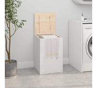 Runheo Baúl blanco de madera de pino maciza, 44 x 44 x 66 cm, con tapa y muelle de gas grande, para baño, dormitorio, hogar