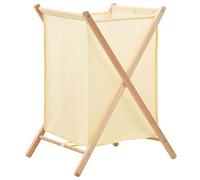 Runheo Cesto para la colada de madera de cedro y tela beis, 42 x 41 x 64 cm, plegable, con asas, para dormitorio, baño y hogar, clasificador de ropa y cesta de almacenamiento