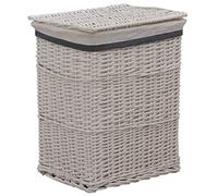Runheo Cesto para la colada de mimbre blanco, 43 x 34 x 57,5 cm, cesta para la colada con tapa, asas de transporte para baño, dormitorio, hogar, para recoger y clasificar