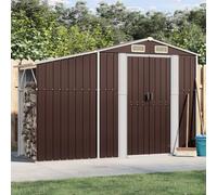 Runheo Cobertizo marrón de acero galvanizado 277 x 93 x 179 cm con techo inclinado y ventilación, resistente a la intemperie, se puede cerrar, ideal para cobertizos de jardín