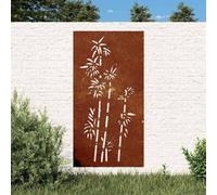 Runheo Decoración de pared de jardín de acero corten, 105 x 55 cm, diseño de bambú, resistente a la intemperie, color marrón rojizo, duradero, para pared y valla, con atmósfera natural, para interior