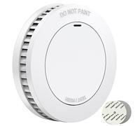 RUNIDUR Mini Detector De Humo Set Batería de 10 Años, Detector de Incendios sin Falsas Alarmas, Detector de Incendios Plano para Pegar sin Taladrar, Blanco, 1 Pieza