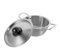RUNROTOO 1juego Olla de Acero Inoxidable con Tapa Doble Asa para Sopa Instantánea Ramen y Mariscos Apta para Tipo de Cocinas para Hogar Oficina y Camping