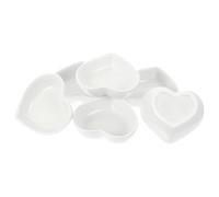 RUNROTOO 6 Platos Pequeños para Condimentos y Salsas de Cerámica Forma de Corazón Estilo Japonés, Color Blanco, Adecuado para Restaurantes y Hoteles Reutilizable
