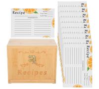 RUNROTOO Caja de madera para recetas con 10 tarjetas y soporte para teléfono, organizador multifuncional para tarjetas de recetas, ideal para amantes de la cocina y para la encimera de la cocina.
