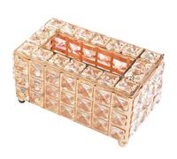 RUNROTOO Caja Porta Pañuelos Metálica en Color Rosa Dorado de Aleación Incrustaciones de Cristal, Organizador Multifunción de 3 Capas y 7 Compartimentos Adecuado para Baño, Oficina y