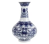 RUNROTOO Jarrón de Pared de Porcelana Azul y White - Jarrón Floral Vintage de Estilo Chinoiserie - Macetero de Pared de cerámica Retro para Plantas de Interior y Flores secas
