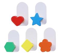 RUNROTOO Perchero Infantil de Pared 5 Ganchos, Diseño Creativo en Madera Maciza y Metal, sin Taladro, Adecuado para Dormitorios y Cocina Estilo Aleatorio