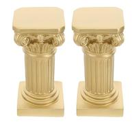 RUNROTOO Pilares de Resina Dorada 2 Unidades 9.5x9.5x19.5 cm para decoración de Bodas y dormitorios, estatuas Decorativas con Base para Maceta
