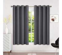 Runyéla - Cortina térmica aislante antifrío, 2 cortinas opacas, color gris oscuro, con ojales, anticalor, UV ruido, decoración interior, vestidor, sala de estar, dormitorio, hogar, 120 x 140 cm