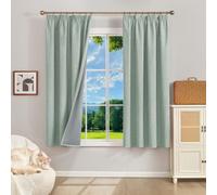 Runyéla Cortinas Salón de Lino 100% Opacas Termica Aislante con Cinta Fruncidora, 2 Paneles Cortina Corta Moderna para Dormitorio Blackout Curtains For Living Room 120x140 cm Verde Salvia