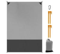Runyu® Manta de picnic portátil para la playa, para exteriores, plegable, esterilla de playa, manta impermeable para camping, playa, picnic y senderismo, con mosquetón y piquetas, 140 x 200 cm (gris