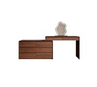 RUNZE765Z Tocador Elegante Escritorio de Maquillaje Vintage Madera Nogal con diseño Esquina expandible, Perfecto for Almacenamiento en el Dormitorio Cómoda