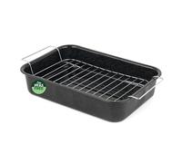 Russell Hobbs CW9161 Fuente para Horno Cuadrada Romano con Esmalte vítreo y Rejilla, 38.5 cm, antiadherente, bandeja honda grande, acabado moteado, negro