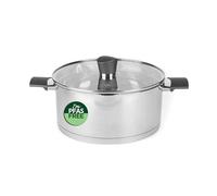 Russell Hobbs Excellence 24 cm Olla - Olla de acero inoxidable, tapa de vidrio, apta para inducción, labio de vertido, pulido espejo, sin PFOA, capacidad de 4,8 l, ideal para sopas y guisos
