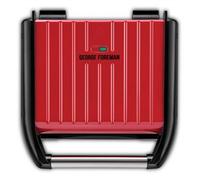 George Foreman Grill Steel Family - Parrilla Eléctrica, Bandeja de Goteo Perfect-Fit, 5 Raciones, Revestimiento Antiadherente, Fácil Limpieza, Indicador Luminoso, 1650 W, Rojo - 25040-56