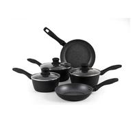 Russell Hobbs Juego de ollas y sartenes RH02814EU7, 5 piezas, sartenes de 20/24 cm y cacerolas de 16/18/20 cm, antiadherentes, inducción, tapas de vidrio, ollas, mármol metalizado, aluminio