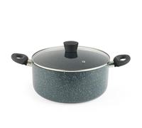 Russell Hobbs RH03410EU7 Nightfall Stone Olla de 28 cm, cacerola antiadherente, tapa de vidrio templado, segura para inducción, utensilios de cocina de aluminio duradero, sartén para sopa, fácil de