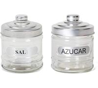 RusticHome Salero y Azucarero Para Cocina de Cristal Con Tapadera - Redondo - Cuenco Para La Sal Gorda y Azúcar - Pack 2