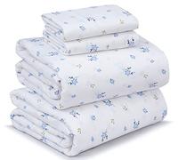Ruvanti Sábanas 100% algodón, Juego de sábanas Suaves y Transpirables, sábanas de tamaño King con Bolsillo Profundo, sábanas de percal crujientes, sábanas de tamaño King Florales Azules, sábanas Que
