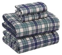 Ruvanti Sábanas 100% algodón, sábanas de percal Frescas y Frescas para Cama tamaño King, Juego de sábanas Transpirables y duraderas con Bolsillo de 16 Pulgadas de Profundidad, Cuadros Azul Verdoso, 4
