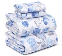 Ruvanti Sábanas de Cama tamaño matrimonial, 100% algodón, 4 Piezas, Ropa de Cama de Tejido de percal Suave y Transpirable, Bolsillo Profundo de 40.6 cm, estándar de Hotel, sensación Fresca y Fresca