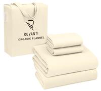 RUVANTI Sábanas de franela tamaño Queen, 100 % algodón orgánico, 4 piezas, cálido, suave y transpirable, ajuste cómodo, bolsillo profundo, doble cepillado, acogedor para todas las estaciones, color