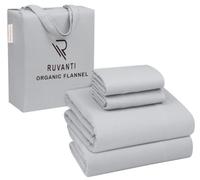 Ruvanti Sábanas de Franela tamaño Queen, 100% algodón orgánico, Juego de 4 Piezas, cálido, Suave y Transpirable, Ajuste cómodo, Bolsillo Profundo, Doble Cepillado, Acogedor para Todas Las Estaciones