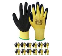 RUVIGRAB - Guante de Trabajo de Látex,Guantes de Agarre,Anti-Deslizantes,Guantes Jardineria Guantes para Industria, Construcción, Agricultura, Guante Trabajo Hombre y Mujer, Amarillo y Negro, Talla 8