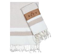 Ruvy Home Basics - Juego de 2 toallas de mano turcas para baño, 18 x 40 pulgadas, algodón y baño decorativo, toallas de cocina, paño de cocina, té, yoga, cara, gimnasio, color beige