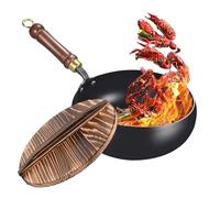 Ruwshuuk antiadherente | Sartén de hierro antiadherente, sartén ergonómica sin revestimiento con tapa para casa, exterior, restaurante y camping