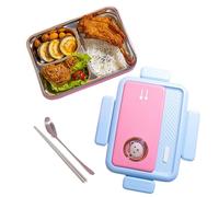 Ruwshuuk de almuerzo de acero inoxidable para niños, recipientes para alimentos, portátil metálico con compartimentos y tapa hermética para escuela, oficina, viaje, almuerzo y sándwich
