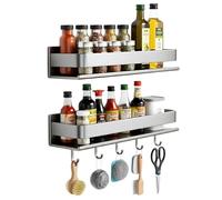 Rylae Estantería de Ducha Sin Taladro, 2 Piezas Organizador de Baño de Gran Capacidad, Estante de Baño Inoxidable, Soporte para Champú para Ducha con 5 Ganchos y Toalleros