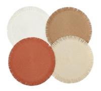 Rylae Pack de 4 Manteles Individuales Redondos, 38cm Manteles Individuales Bohemios con Exquisitas Borlas, Resistentes al Calor, para Cocina Restaurante Mesa de Comedor DecoracióN del Hogar