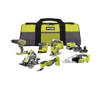 RYOBI 18V ONE+ Kit Combinado Inalámbrico 10 Herramientas - Taladro, Sierra, Multiherramienta y Más - Incluye 2 Baterías y Cargador