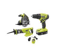 Ryobi 18V ONE+ Lithium-Ion Cordless 3-Tool Combo Kit with (1) 1.5 Ah Battery and Charger