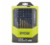 Ryobi Estuche mixto 46 para taladrar y atornillar - brocas hormigón/metal, 31 puntas 25mm, adaptador
