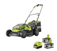RYOBI - Cortacésped 18V One+ Brushless Ø 37 cm - 2 Baterías 4,0Ah - Recogida y Mulching - Recogedor Semirrígido 45L - Empuñaduras Ergonómicas Vertebrae - Ajuste de la Altura de Corte - RY18LMX40A-240