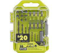 RYOBI Juego de 20 unidades de taladro y accionamiento de impacto