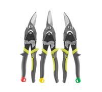 RYOBI - Juego de 3 tijeras de aviación RYOBI - Corte de chapa de acero y acero inoxidable - Ideal para cortar rieles de placo, canalones de zinc